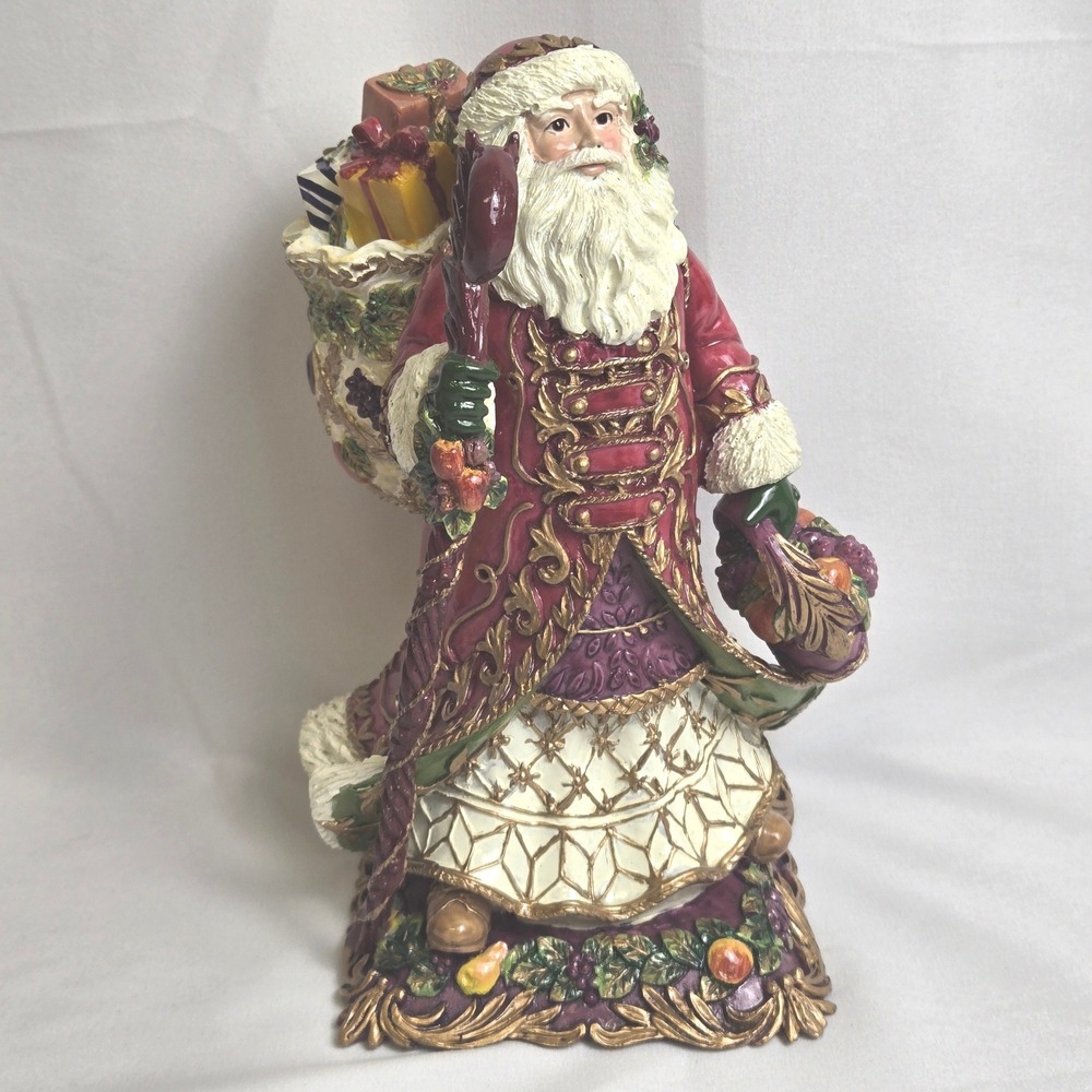 Fitz and Floyd Renaissance Santa Musical Wind Up Figurine Deck The Halls 8.5"
